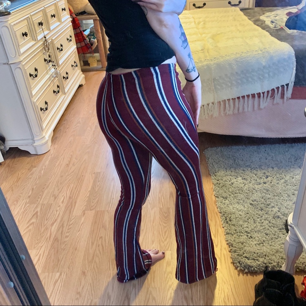 Stripped Maroon Flare Pant